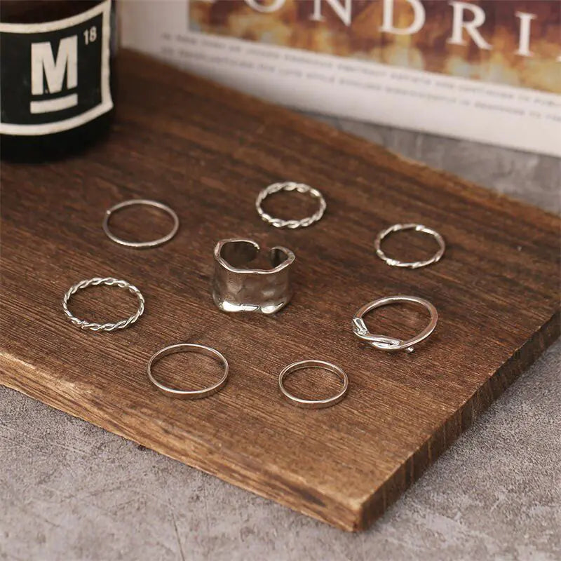5-Piece Black Joint Snake Ring Set for Fingers