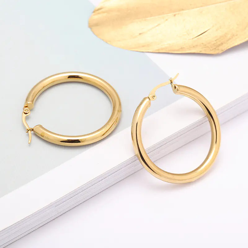 Oversized Stainless Steel Hollow Hoop Earrings