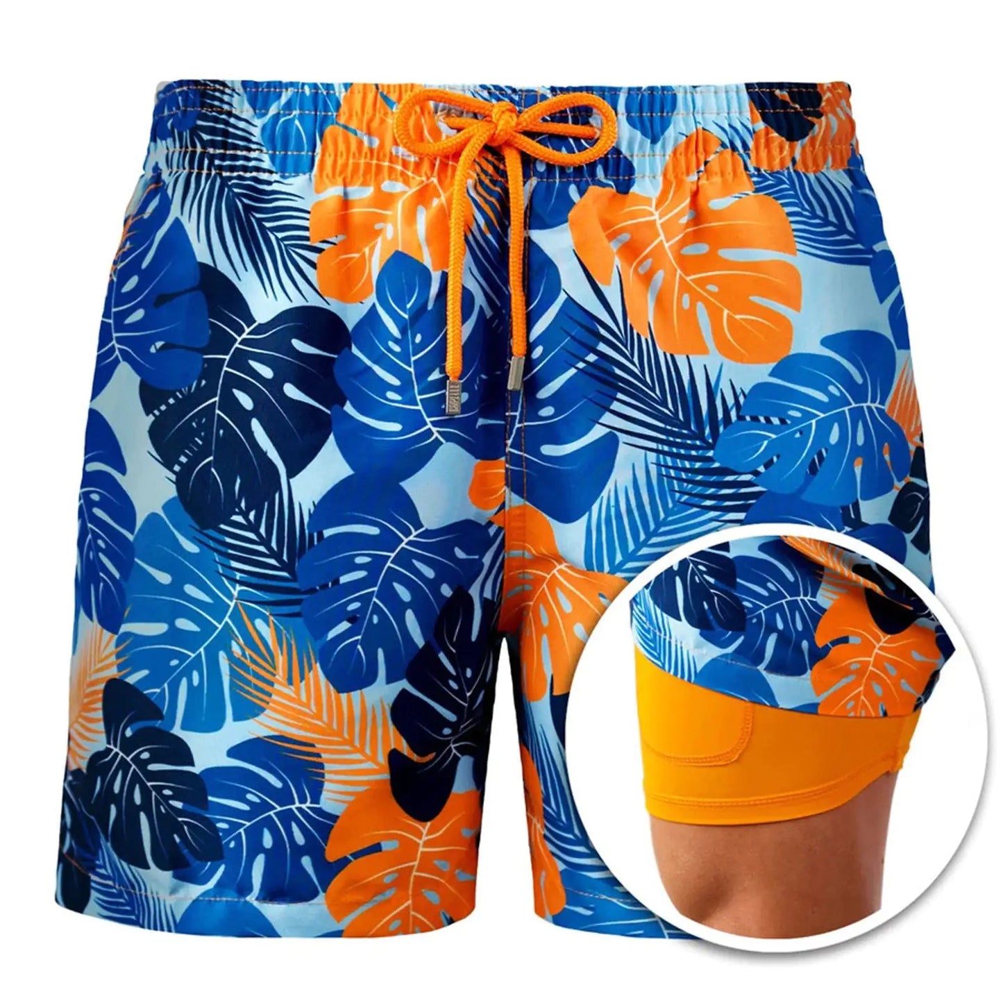 Men's Printed Double Shorts for Beach and Sports