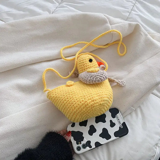 Handmade Woolen Bag with Cartoon Cute Duck Design