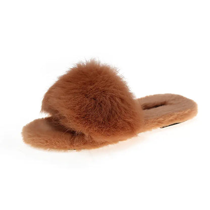 Candy Color Plush Slippers for Fashionable Outer Wear