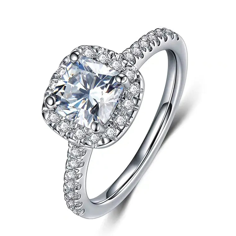 One Carat Six-Claw Diamond Ring with Zircon Accents
