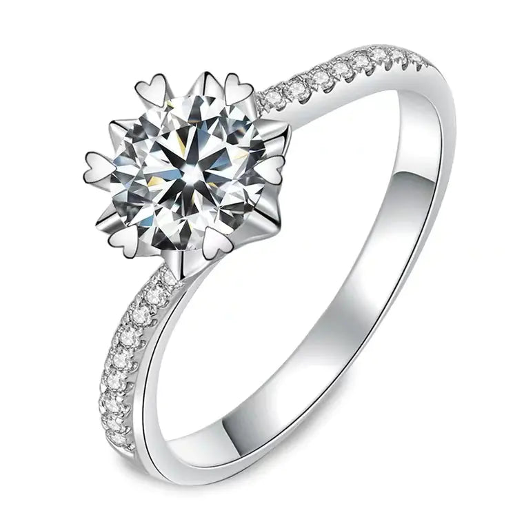 One Carat Six-Claw Diamond Ring with Zircon Accents