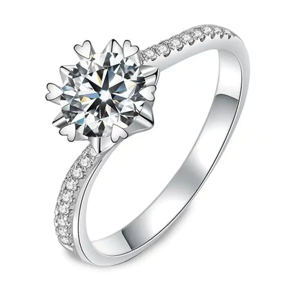 One Carat Six-Claw Diamond Ring with Zircon Accents