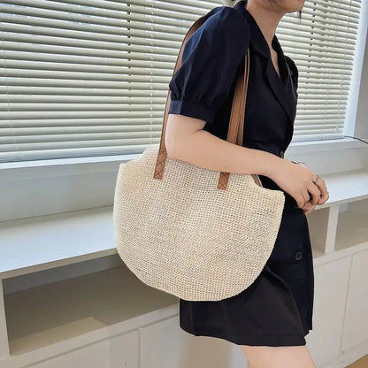 Woven Color Clash Zipper Shoulder Handbag for Women