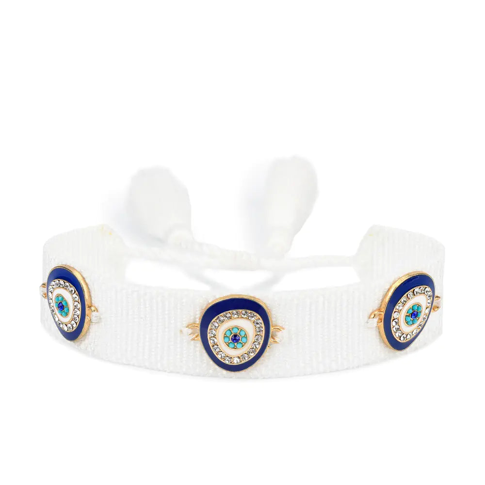 Trendy Woven Bracelet with Lucky Blue Eyes