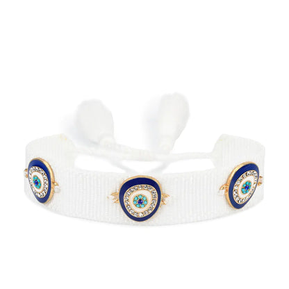 Trendy Woven Bracelet with Lucky Blue Eyes