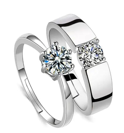 One Carat Six-Claw Diamond Ring with Zircon Accents