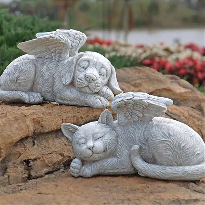 Angel Cat and Dog Garden Decor Resin Craft Figure