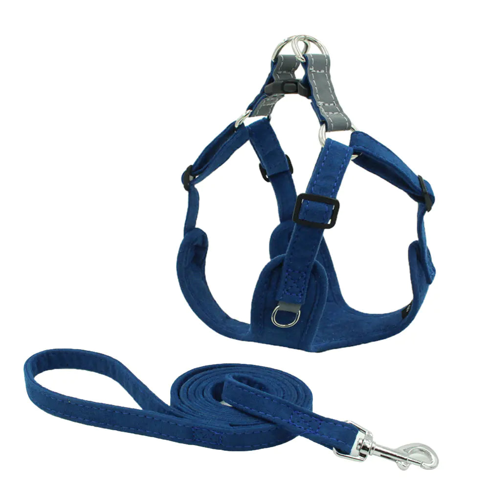 Suede Dog Vest Harness with Leash for Pets