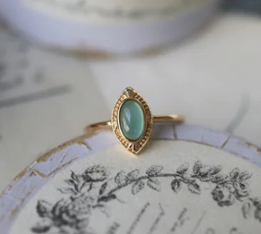 Double-layer Natural Topaz Antique Ring for Women