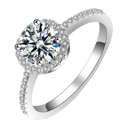 One Carat Six-Claw Diamond Ring with Zircon Accents