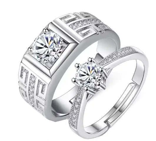 One Carat Six-Claw Diamond Ring with Zircon Accents