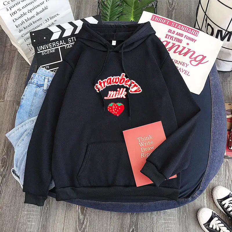 Harajuku Strawberry Milk Graphic Sweatshirt