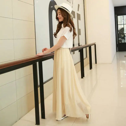 Half-Length Plus Size High Waist Chiffon Skirt