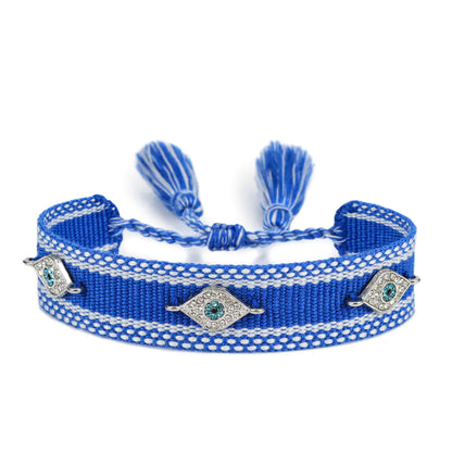 Trendy Woven Bracelet with Lucky Blue Eyes