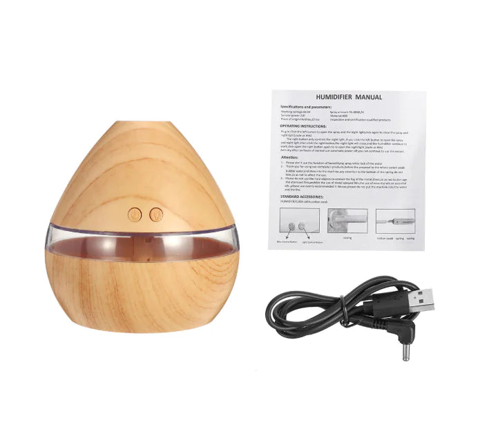 Wood Grain Ultrasonic Humidifier with Night Light