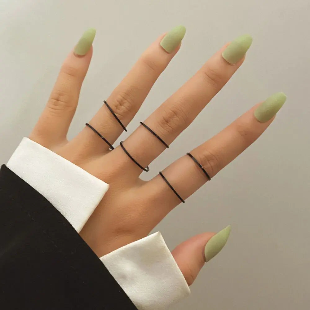 5-Piece Black Joint Snake Ring Set for Fingers