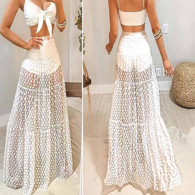 Large Swing Skirt with Perspective Polka Dot Pleats