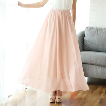 Half-Length Plus Size High Waist Chiffon Skirt